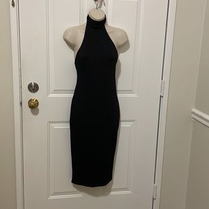 Black midi halter dress